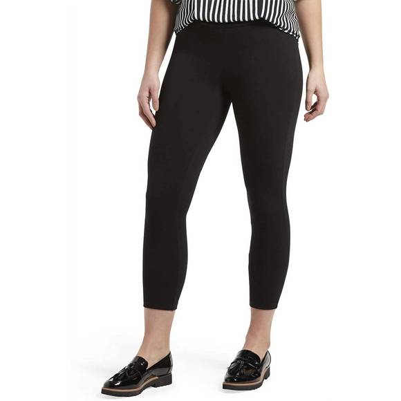 NEW HUE women's wide waistband blackout cotton capri leggings in black - Picture 1 of 1